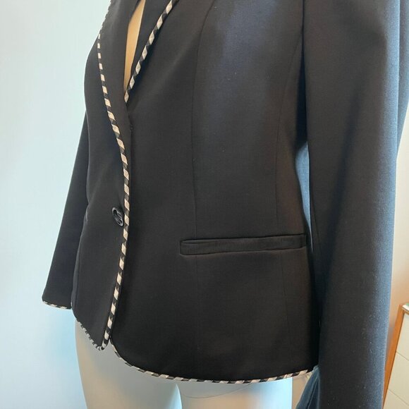 Pink Tartan Regatta Jacket 2 Button Lined Cotton Poly Blend Blazer Blk Wht Sz 8 - Picture 3 of 9